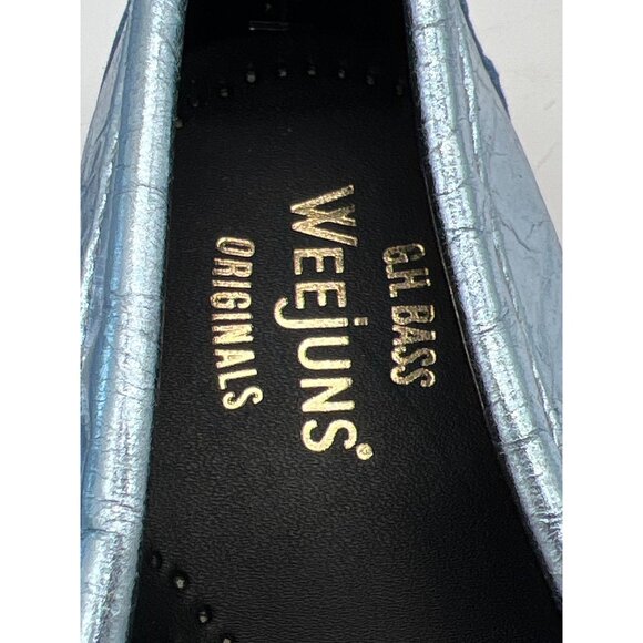 G.H. Bass Weejuns Originals Women's Wrinkled Metallic Blue Penny Loafers Size 6M - Picture 7 of 12